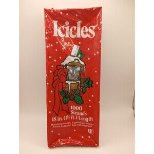 NEW NOS VTG Vintage Tinsel Icicles Union Made USA 18" 1000 " Flame Retarded "